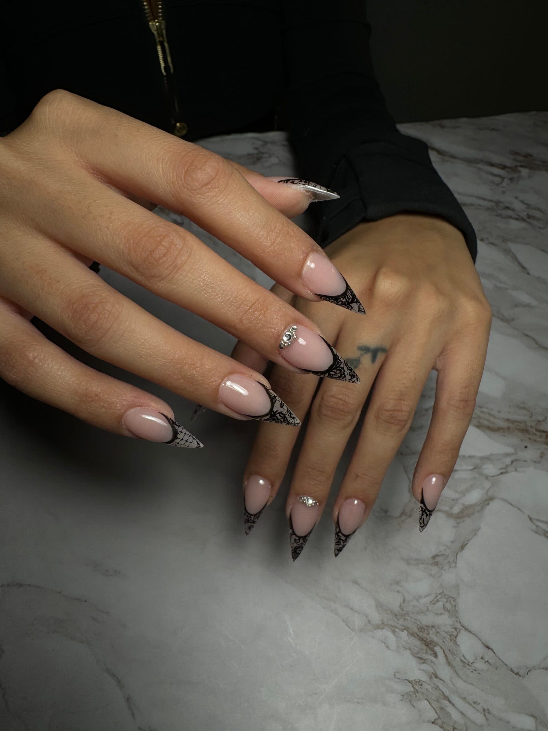 Soft nude manicure detail